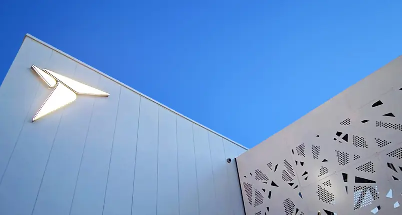 Picture of new office space with architectural view and Teknimed logotype