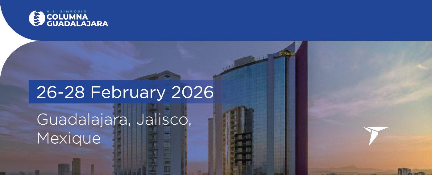 LinkedIn "VII Guadalajara Spine Symposium" post with a picture of Guadalajara in Mexico