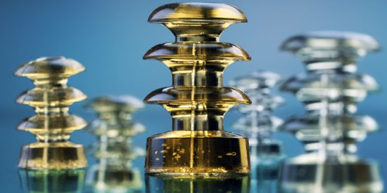 Picture of five CEMSTOP® cement restrictors with blue gradient background