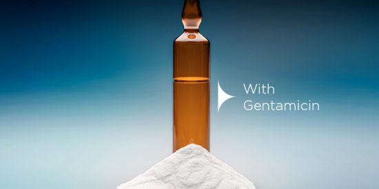 Picture of GENTAFIX® bone cement with blue gradient background