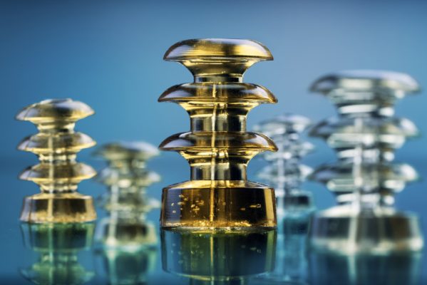 Picture of five CEMSTOP® cement restrictors with blue gradient background